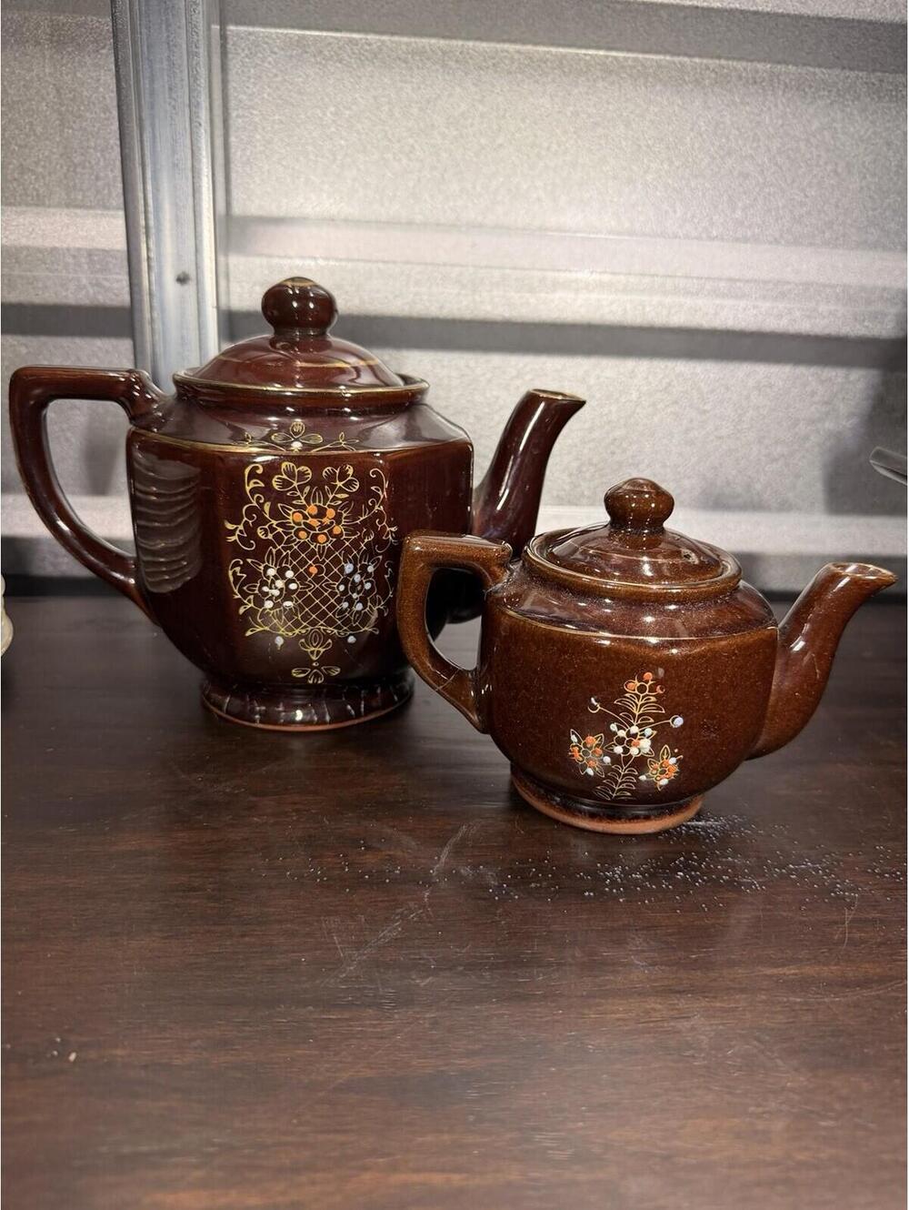Vintage 2 Redware 40’s Brown Betty Japanese Moriah’s Teapots Made in Japan *